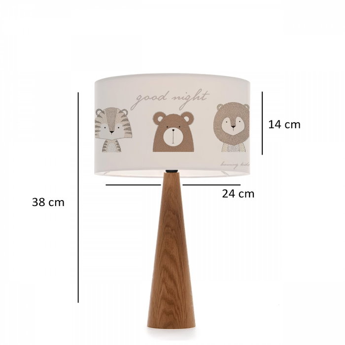 Opviq Lámpara de mesa de madera y tela Multicolor